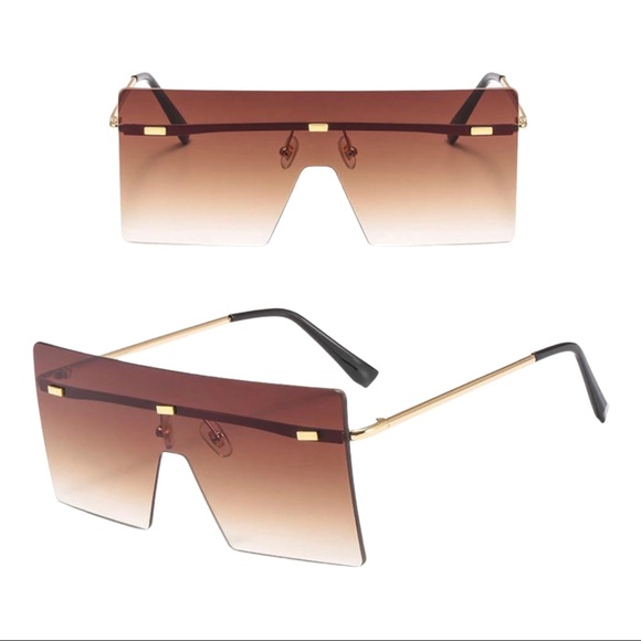 Oversized Rimless Luxury Sunglasses Eyewear - Picture 2 of 9